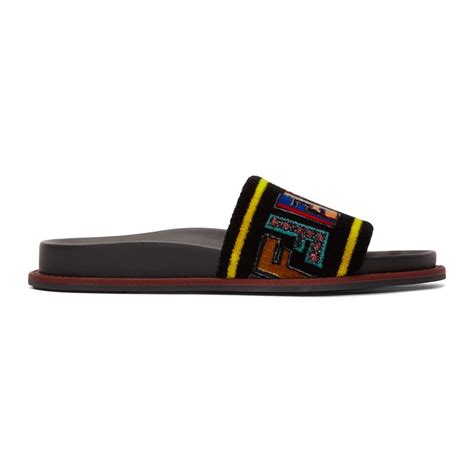 fendi multicolour leather slides|Fendi slide sandals.